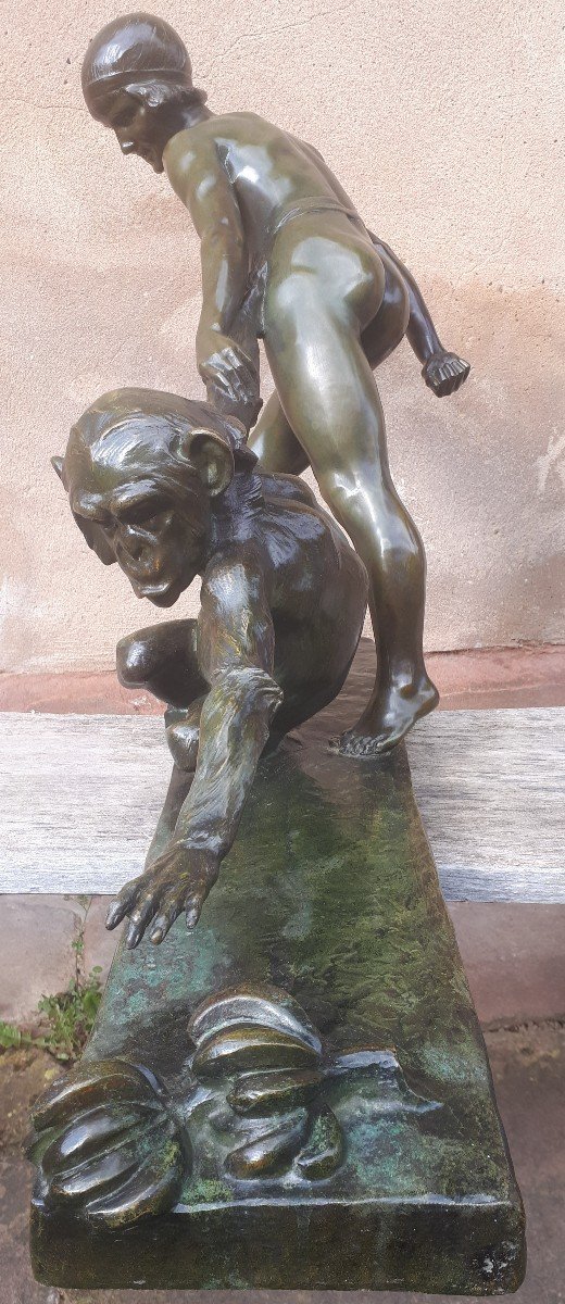 Importante Sculpture En Bronze Art Déco, Par Jean Verschneider-photo-1