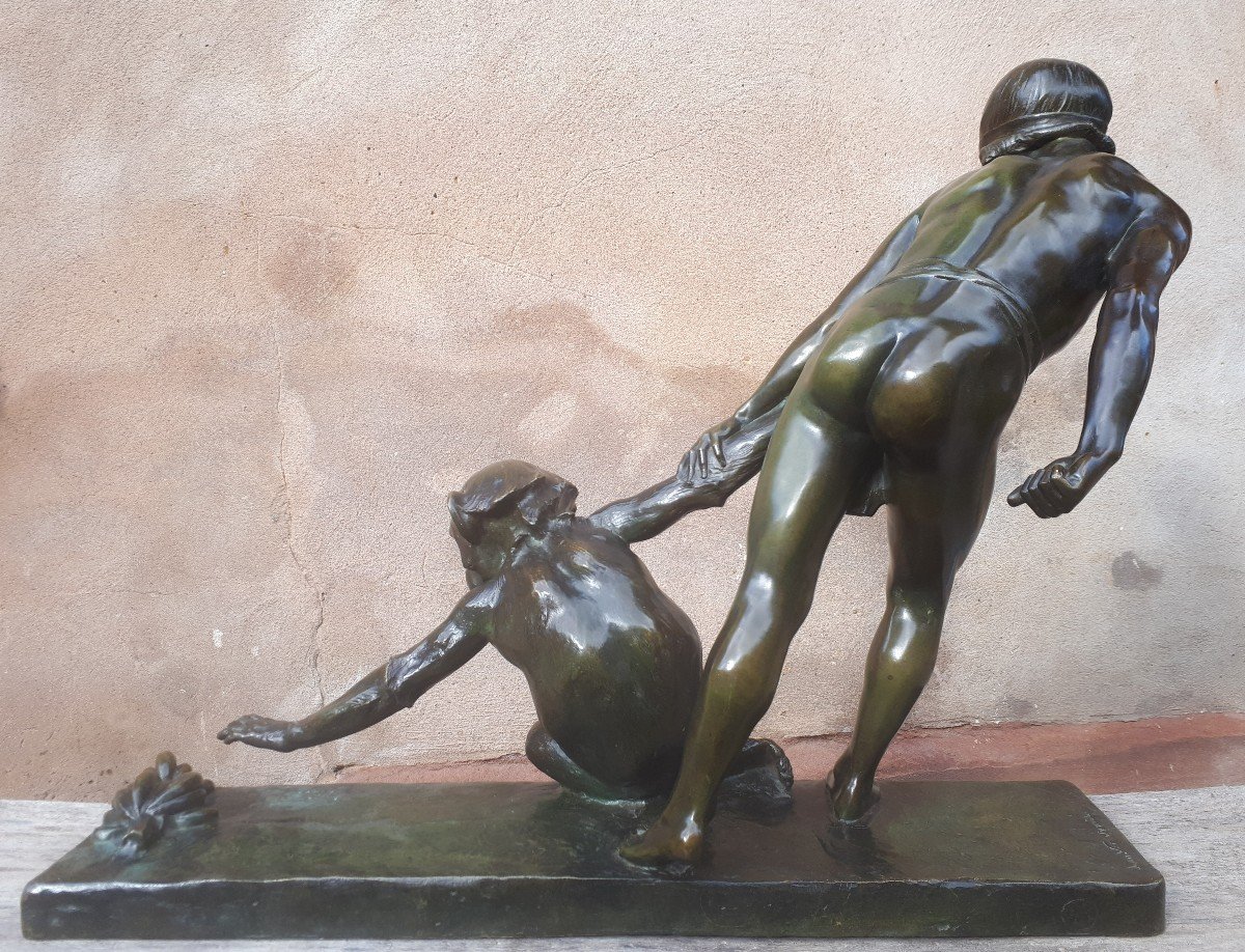 Importante Sculpture En Bronze Art Déco, Par Jean Verschneider-photo-4