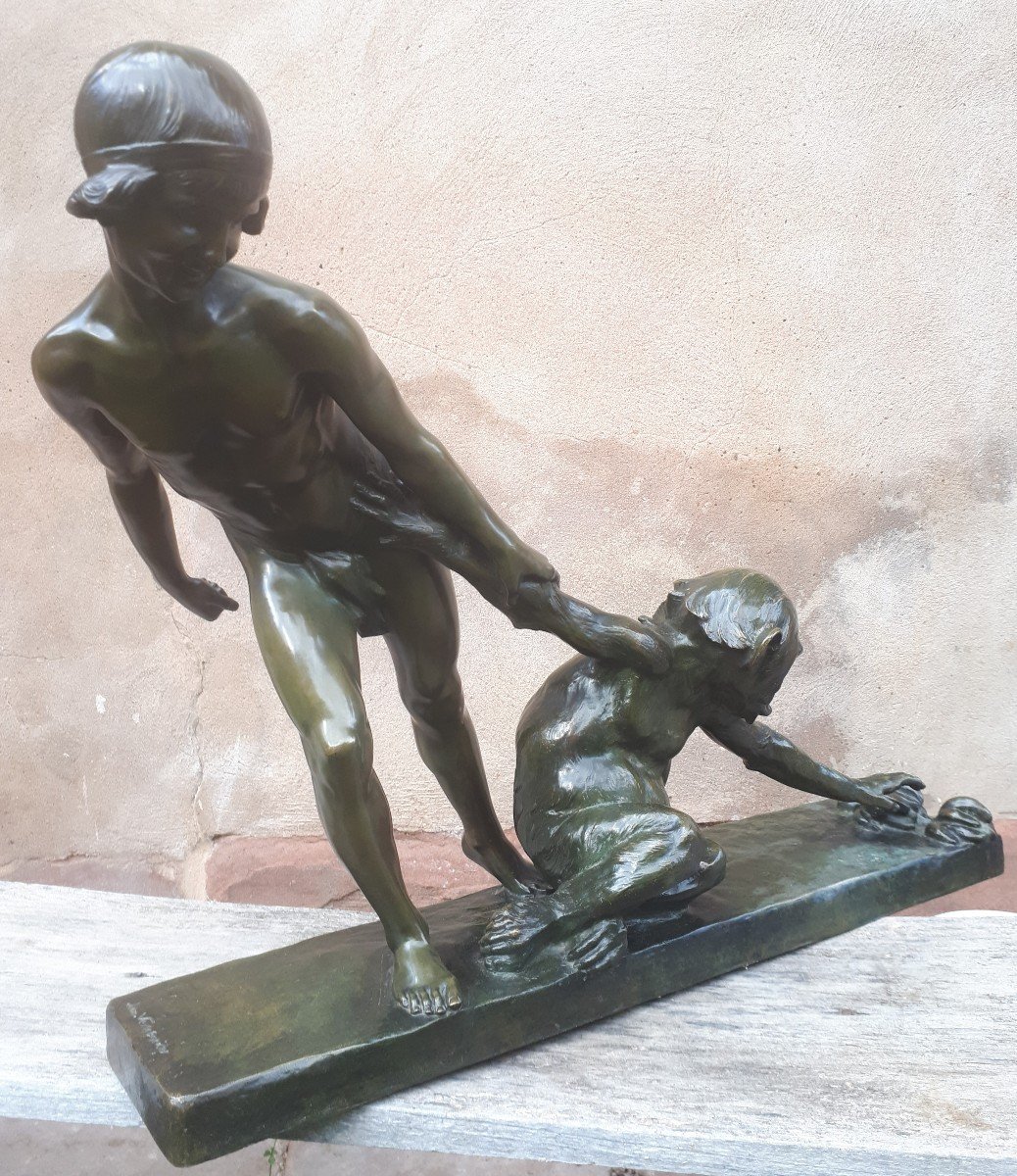 Importante Sculpture En Bronze Art Déco, Par Jean Verschneider-photo-6