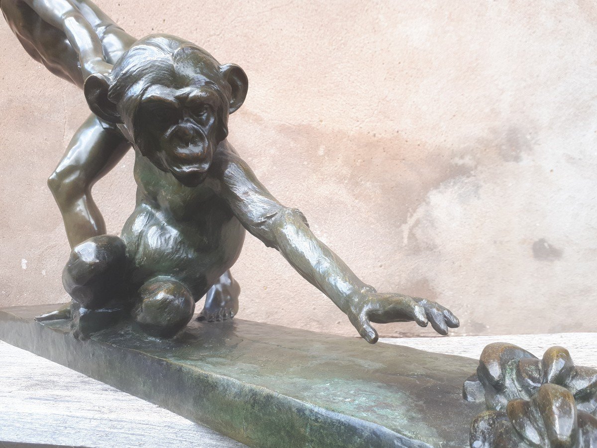 Important Art Deco Bronze Sculpture, By Jean Verschneider-photo-7