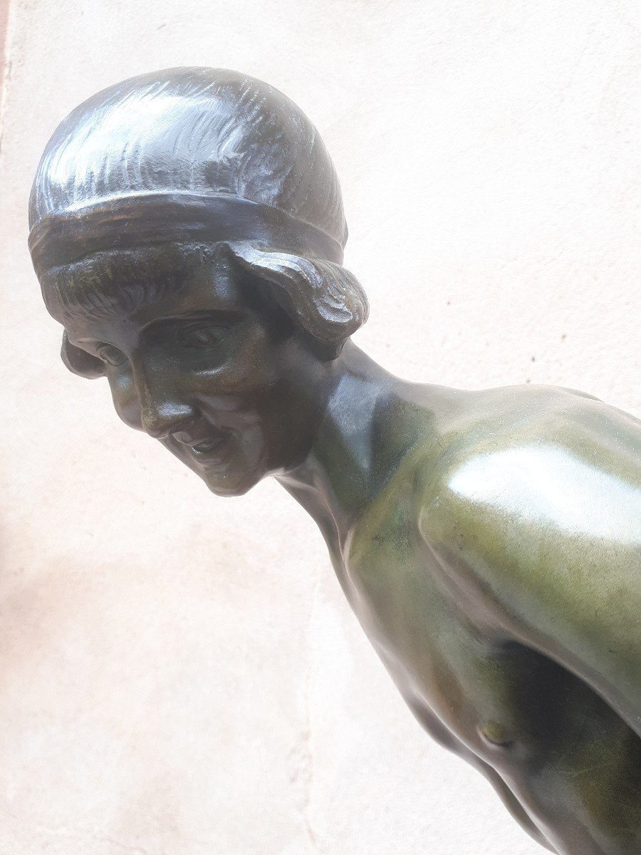 Importante Sculpture En Bronze Art Déco, Par Jean Verschneider-photo-8