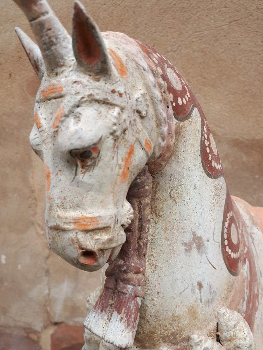 Sculpture Chinoise En Terre Cuite Représentant Un Cheval, Chine, Dynastie Des Wei Du Nord-photo-3
