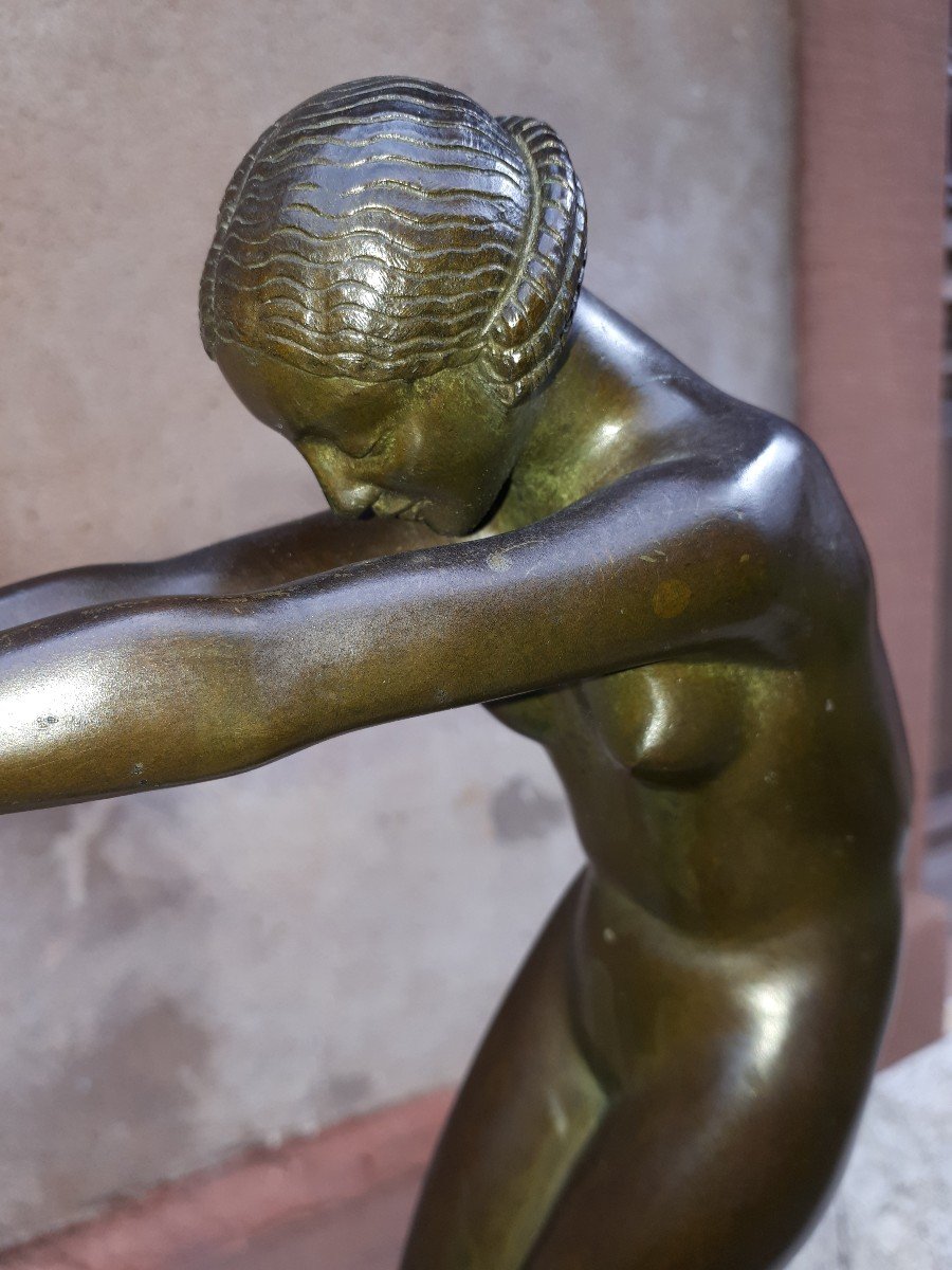 Important Art Deco Bronze Sculpture, By Claire Jeanne Roberte Colinet-photo-6