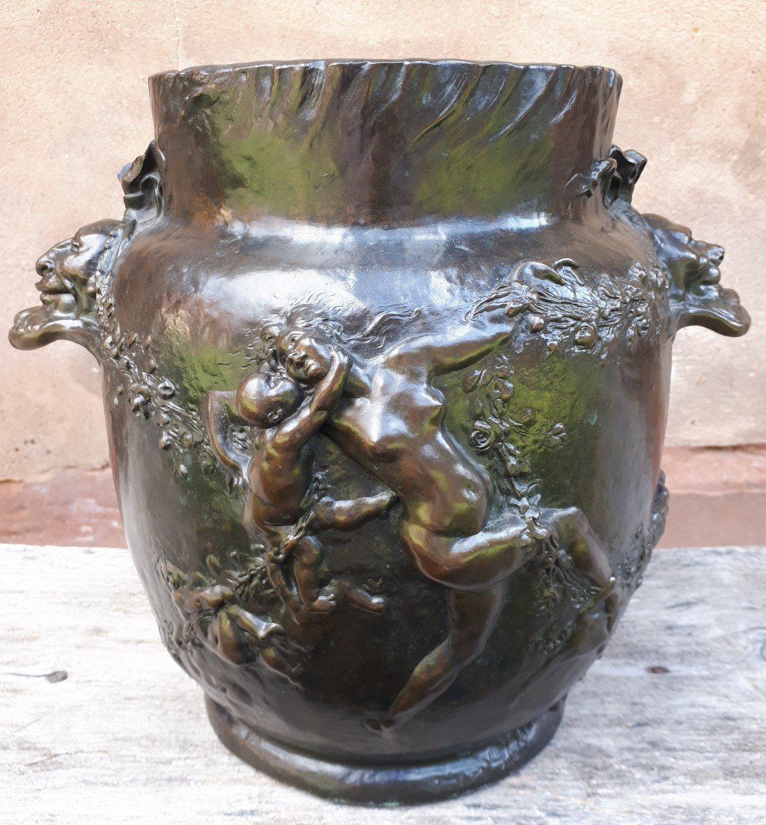 Cache-pot En Bronze Art Nouveau, Par Joseph Chéret-photo-1
