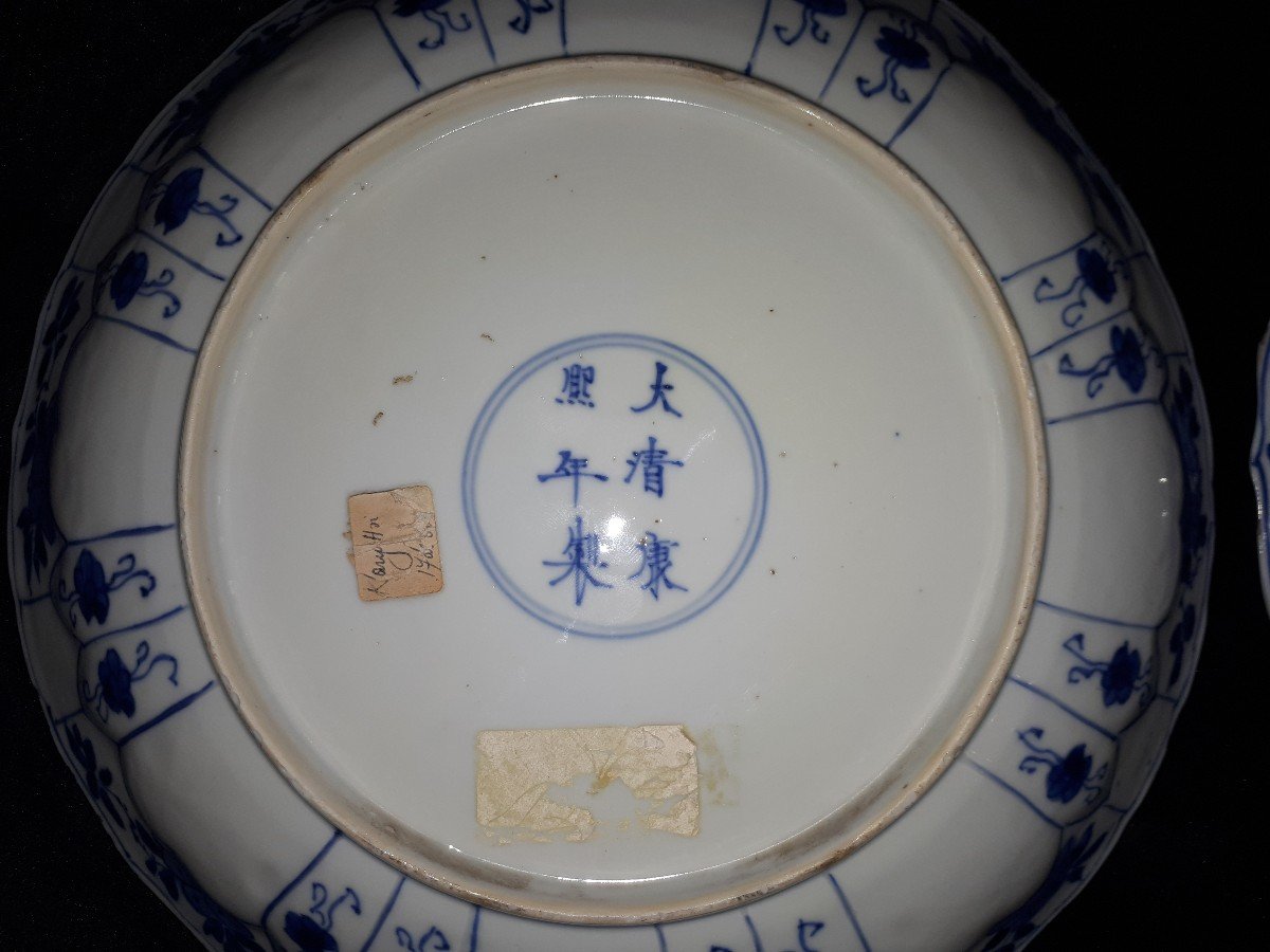 Paire d'Assiettes Chinoises Bleu Blanc, Chine époque Kangxi-photo-5