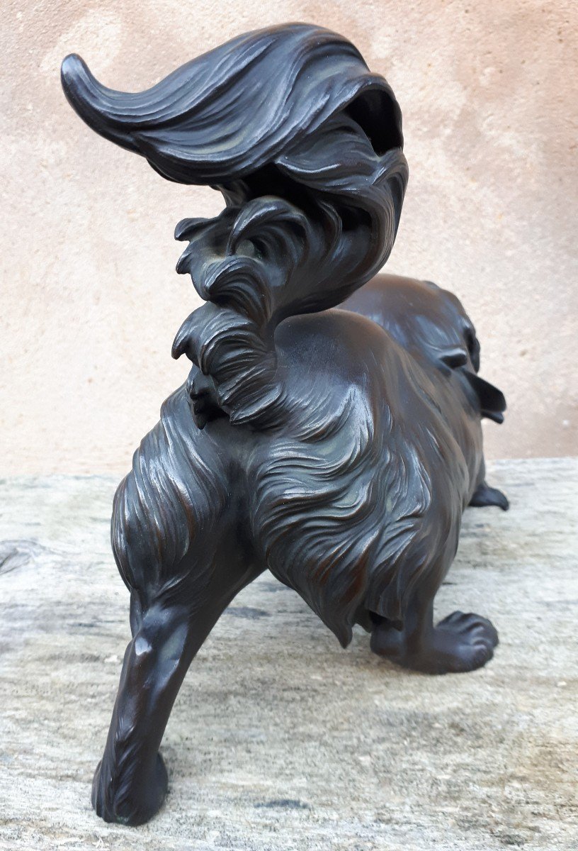 Okimono - Bronze Sculpture Of A Puppy, Japan Meiji Era-photo-2