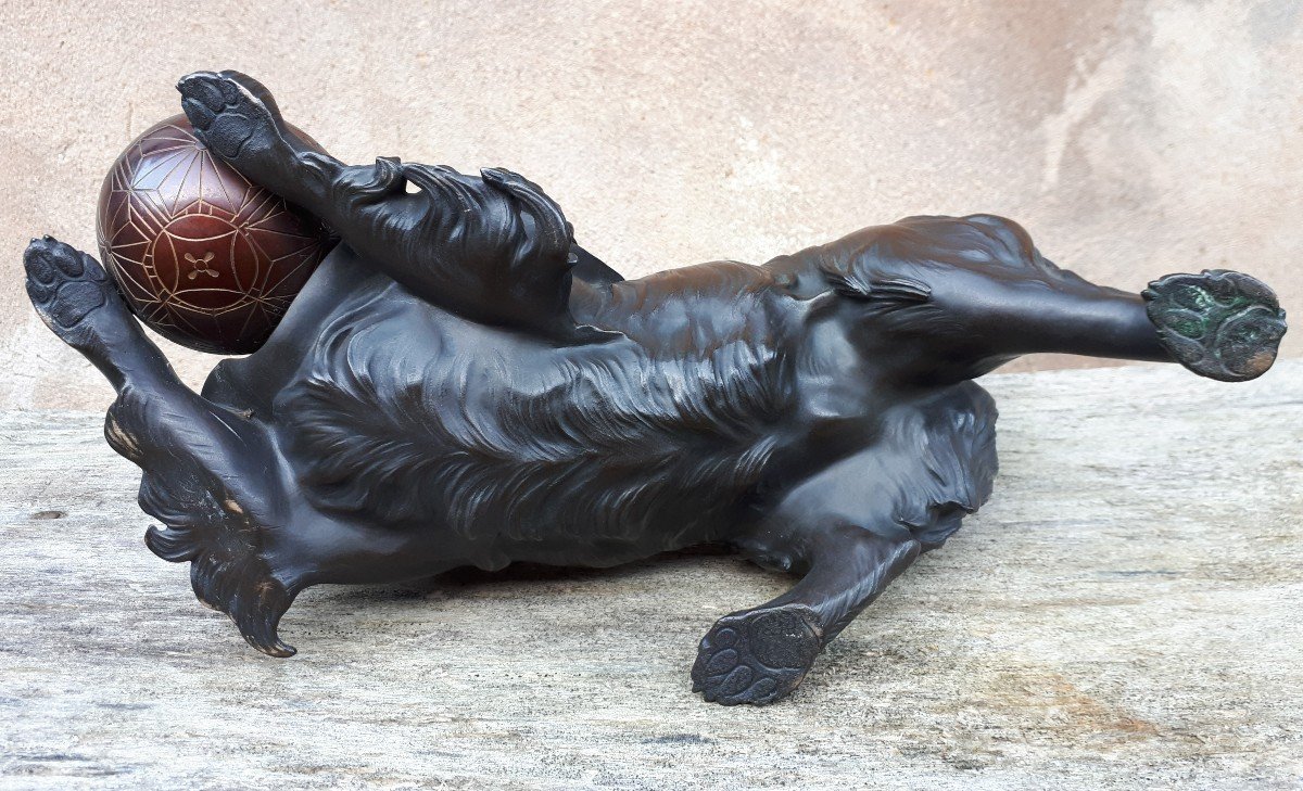 Okimono - Bronze Sculpture Of A Puppy, Japan Meiji Era-photo-7
