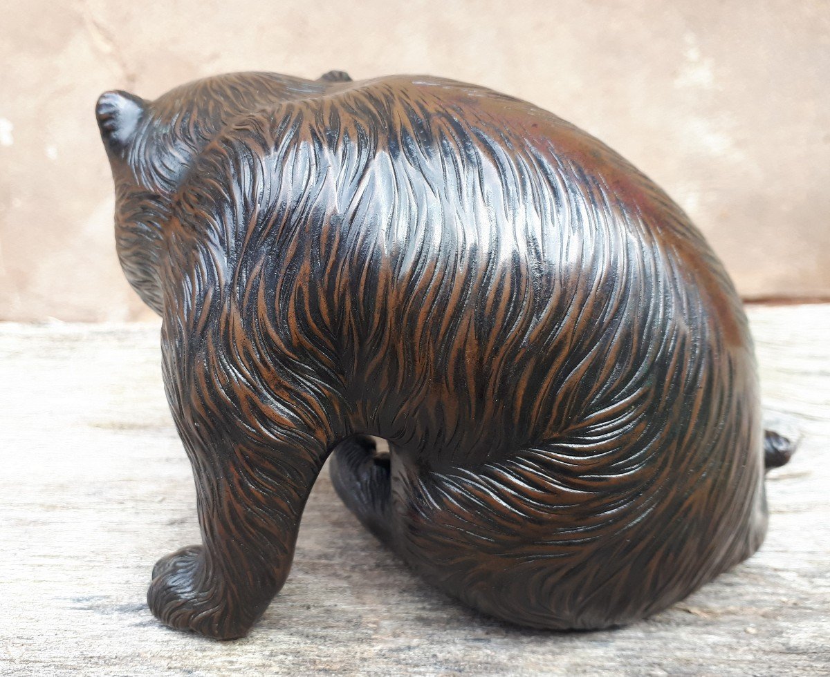 Okimono - Sculpture En Bronze d'Un Chiot Par Munechika, Japon ère Meiji-photo-2
