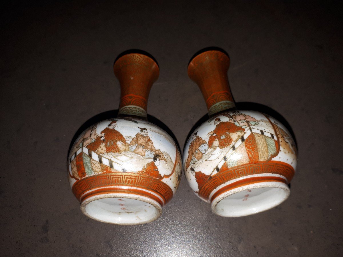 Vases Miniatures En Porcelaine De Kutani, Japon ère Meiji-photo-4