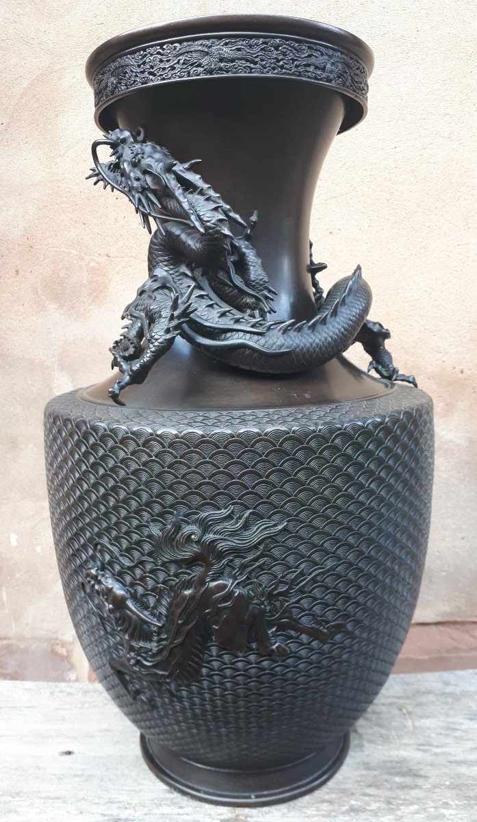 Important Japanese Bronze Vase By Izumi Seijo, Meiji Era Japan-photo-4