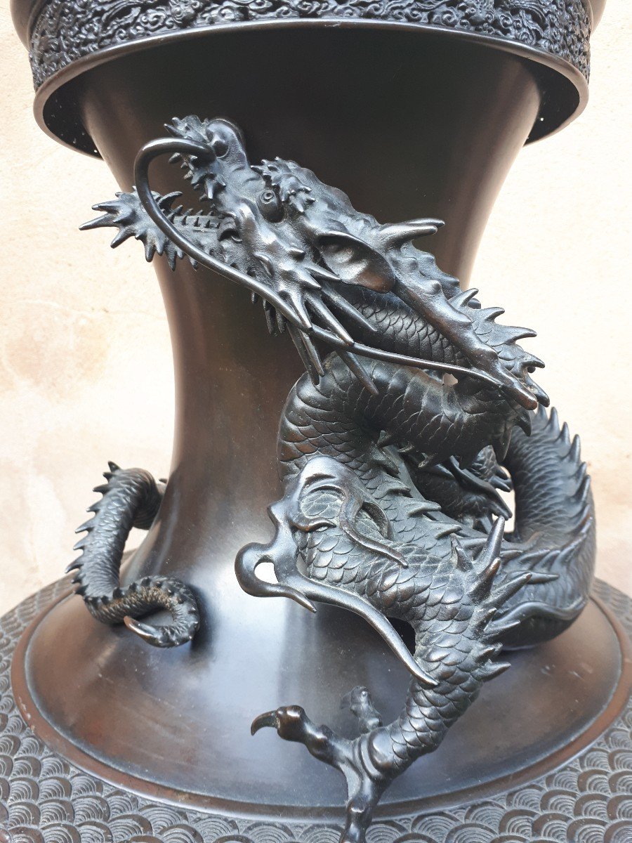 Important Japanese Bronze Vase By Izumi Seijo, Meiji Era Japan-photo-5