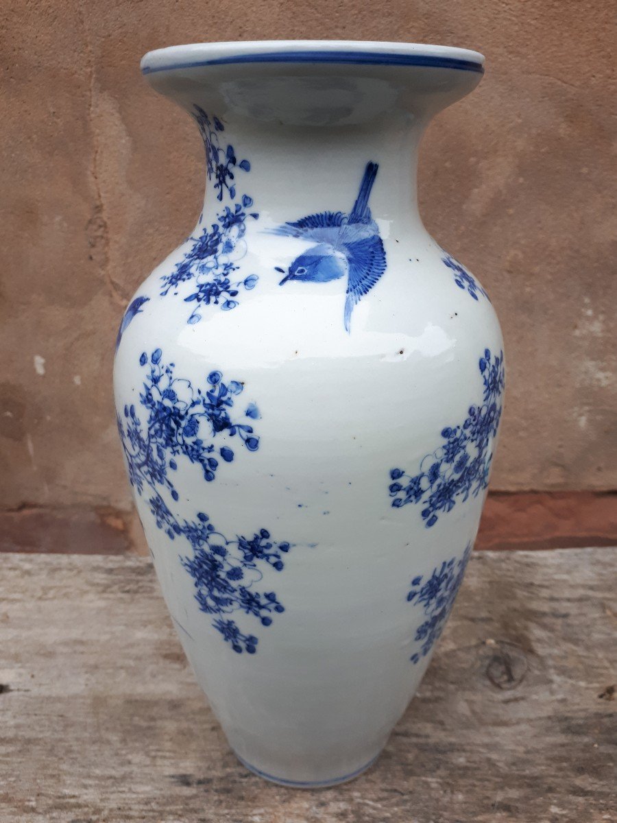 Japanese Blue And White Porcelain Vase, Meiji Era Japan-photo-3
