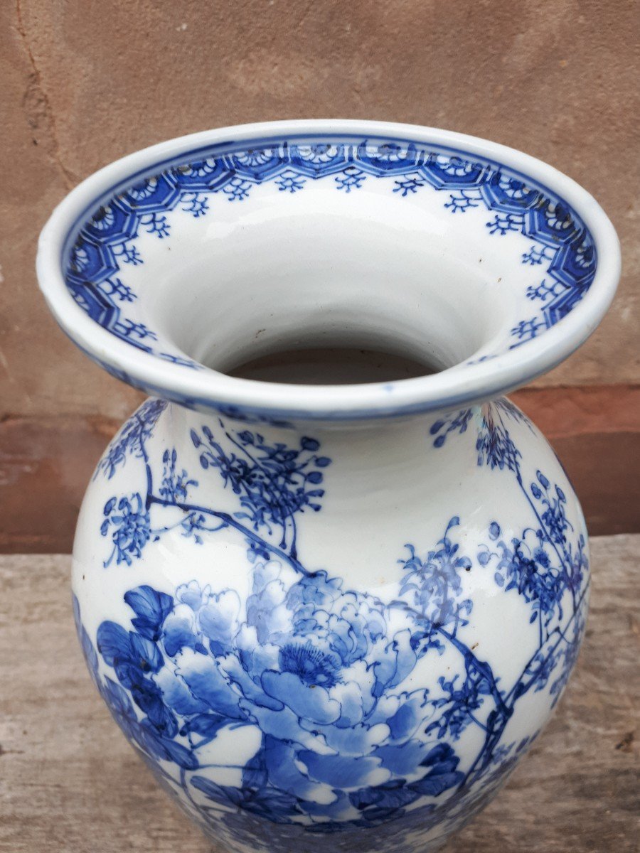 Japanese Blue And White Porcelain Vase, Meiji Era Japan-photo-4
