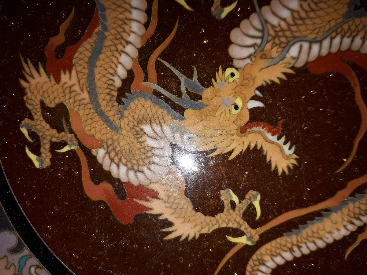 Paire De Plats Japonais En émaux Cloisonnés, Japon ère Meiji-photo-2