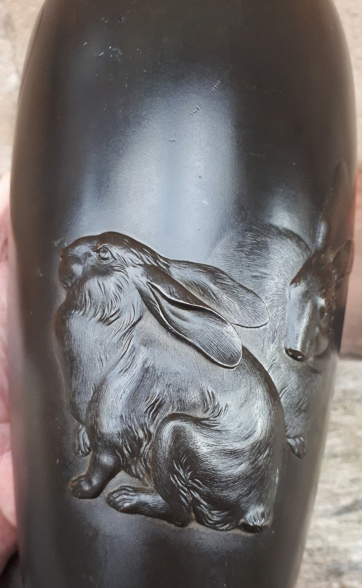 Vase Japonais En Bronze Par Hidenao, Japon ère Meiji-photo-6