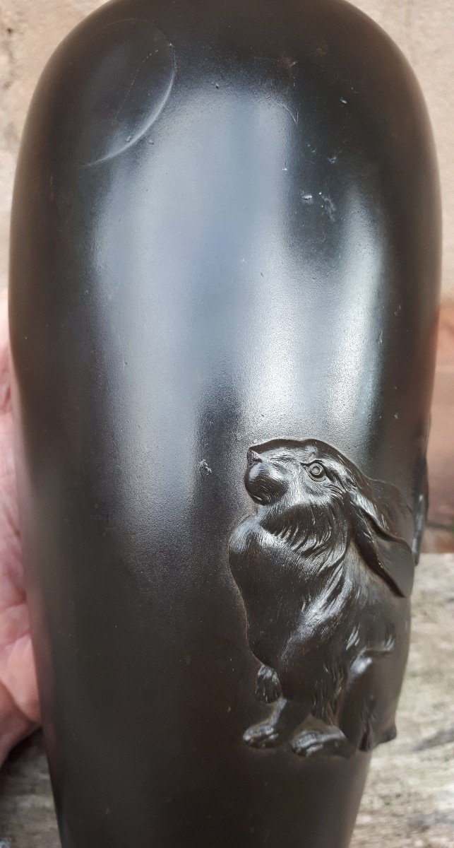 Vase Japonais En Bronze Par Hidenao, Japon ère Meiji-photo-7