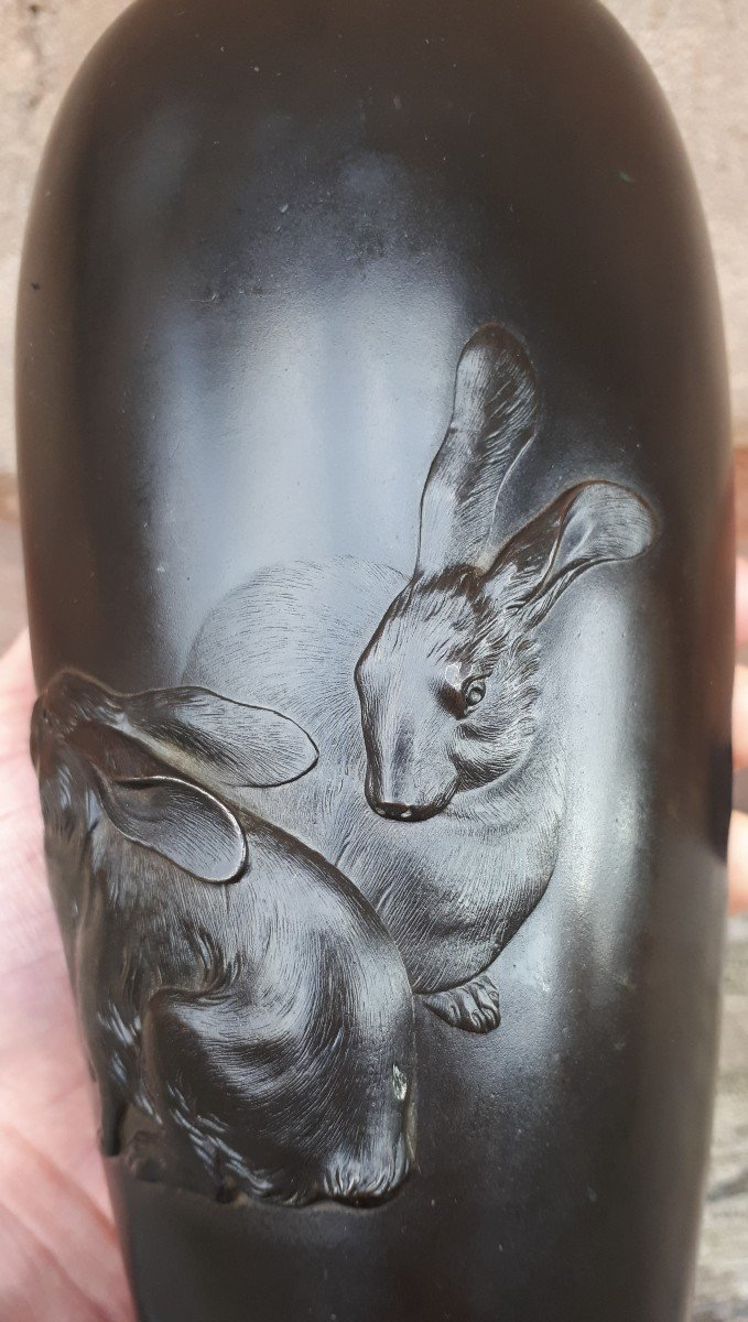 Vase Japonais En Bronze Par Hidenao, Japon ère Meiji