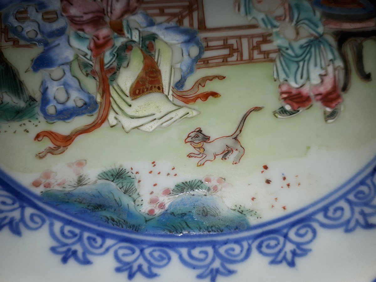 Paire d'Assiettes Chinoises Famille Rose, Chine époque Qianlong-photo-2
