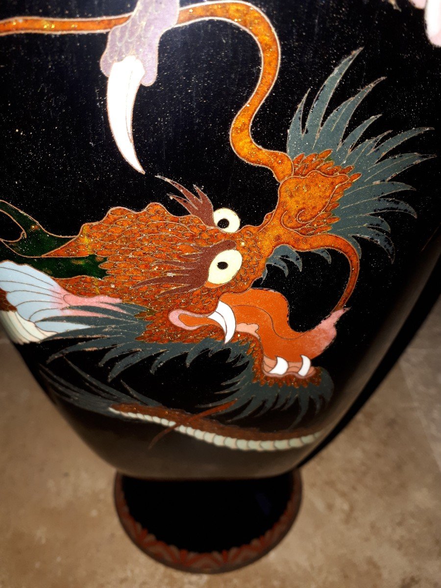 Paire De Vases Japonais En émaux Cloisonnés, Japon ère Meiji-photo-4