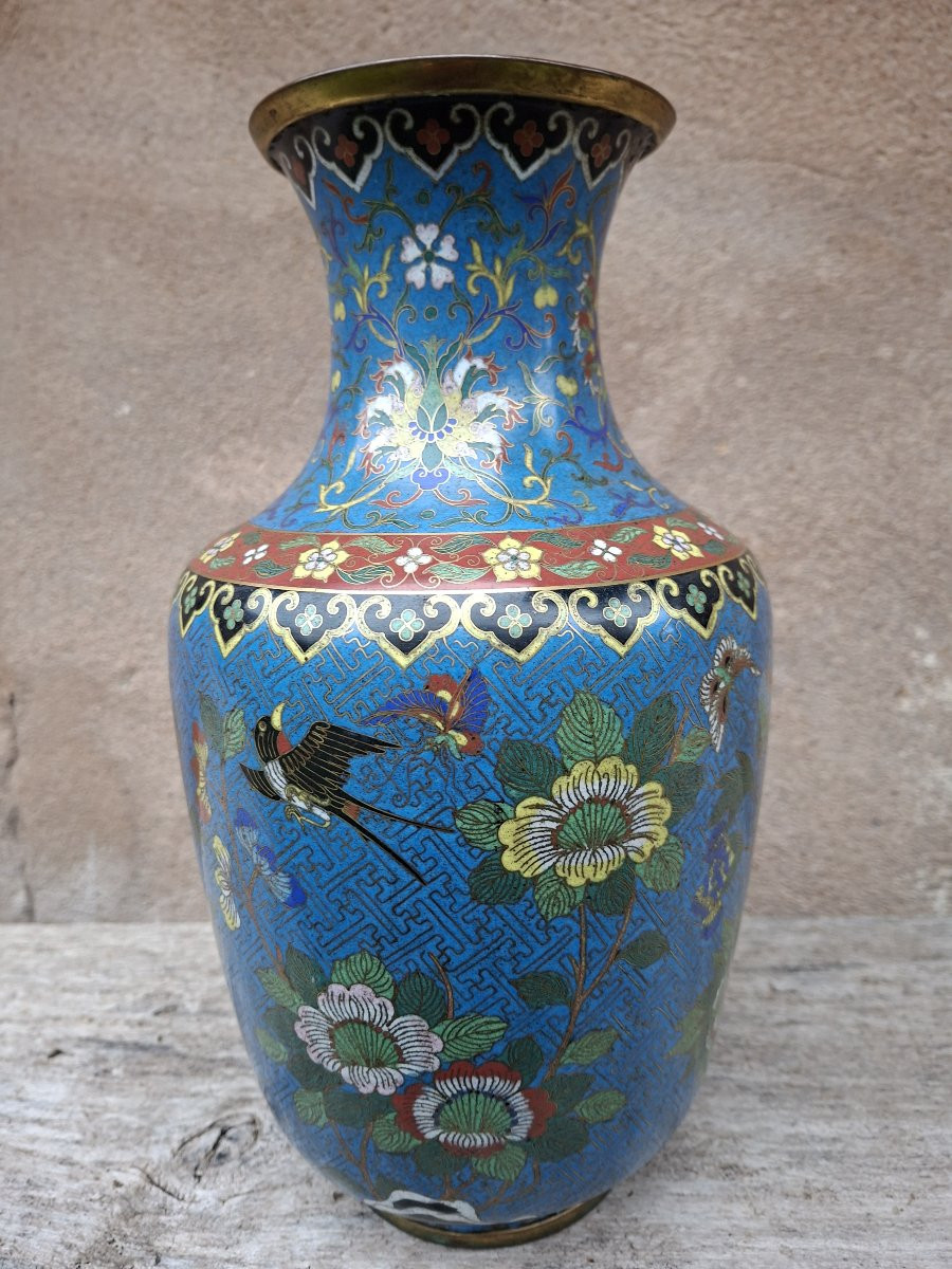 Vase en bronze doré et émaux cloisonnés, Chine XIXe-photo-2
