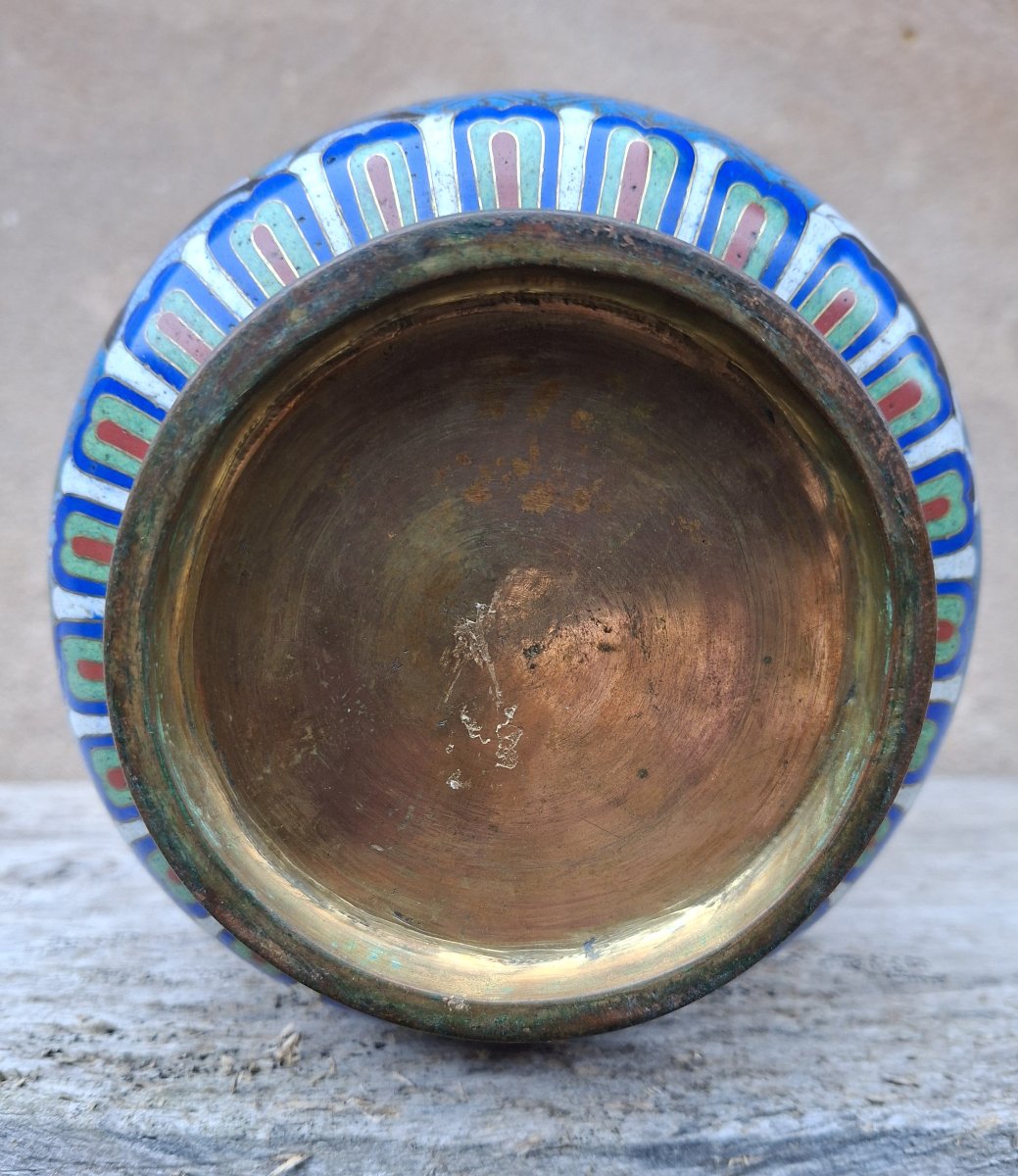 Vase en bronze doré et émaux cloisonnés, Chine XIXe-photo-7