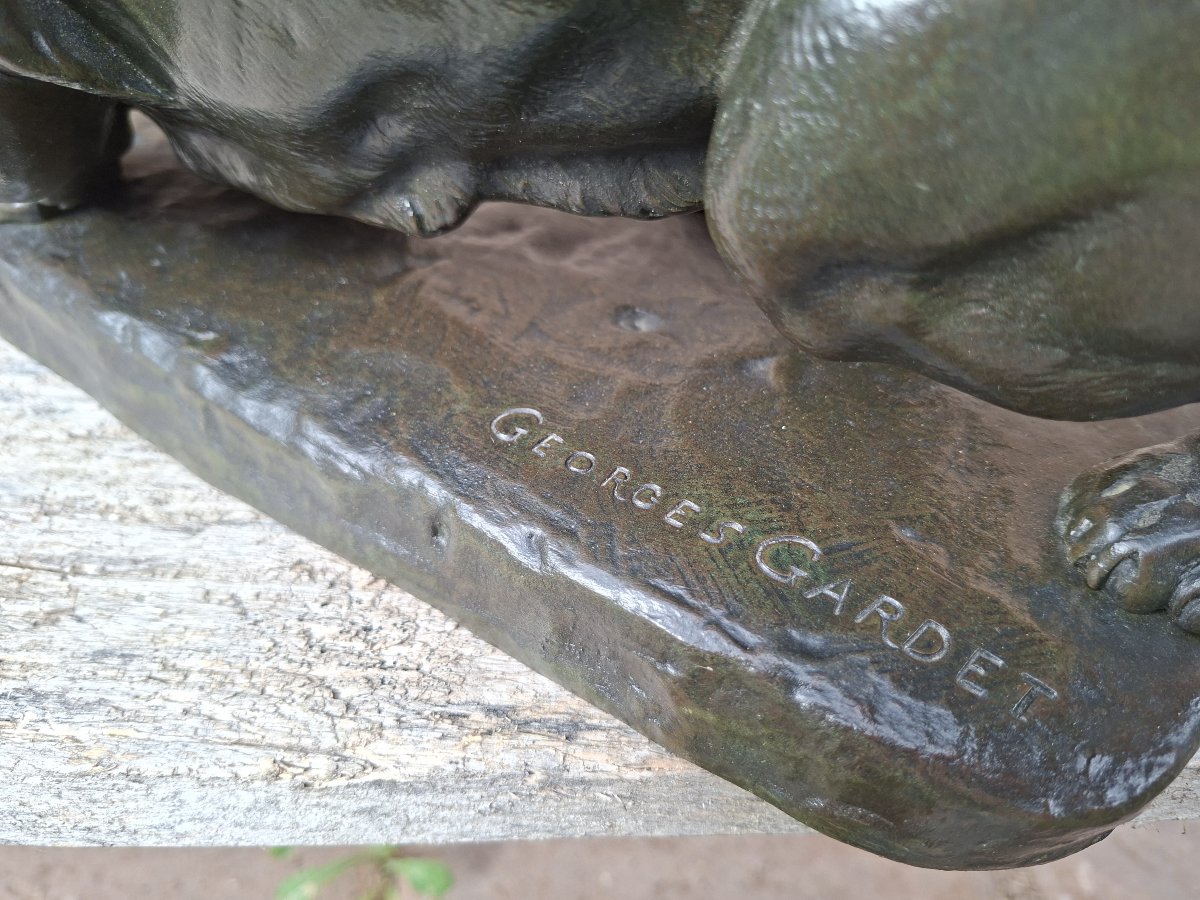 Sculpture en bronze d'une panthère prête à bondir, par Georges Gardet-photo-5