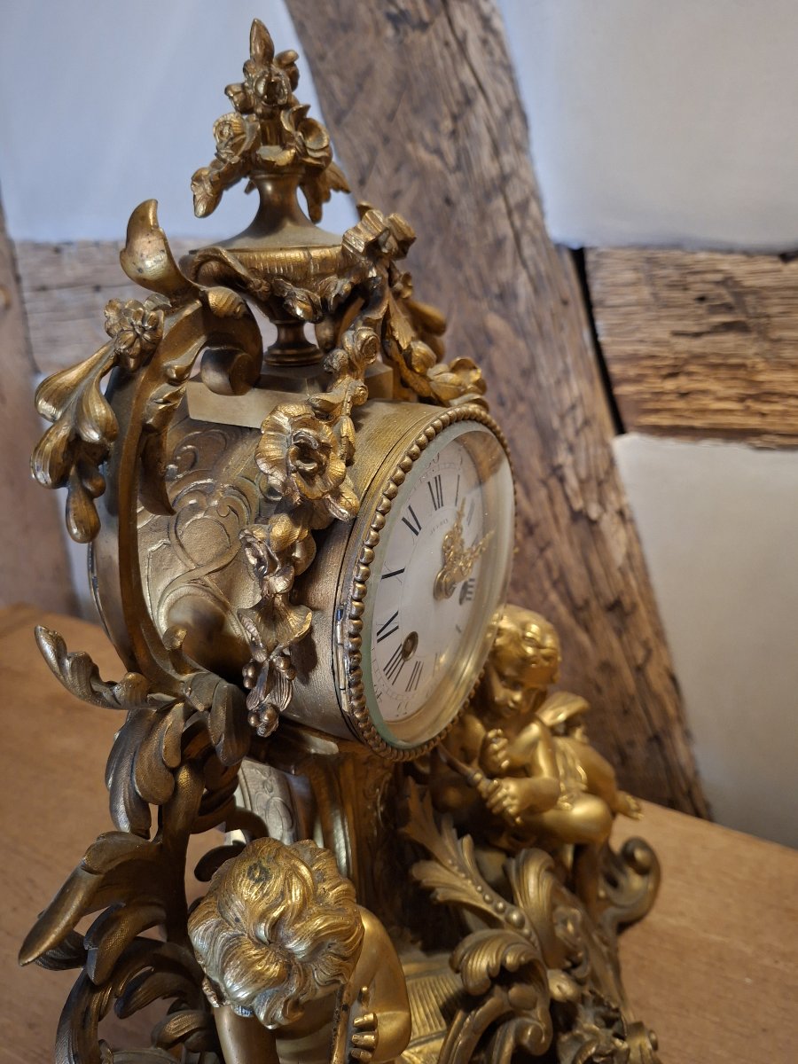 Important Louis XV-style Rocaille Clock, Napoleon III Period-photo-2