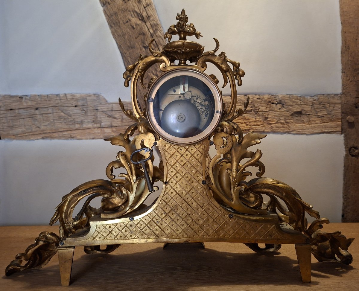 Important Louis XV-style Rocaille Clock, Napoleon III Period-photo-4