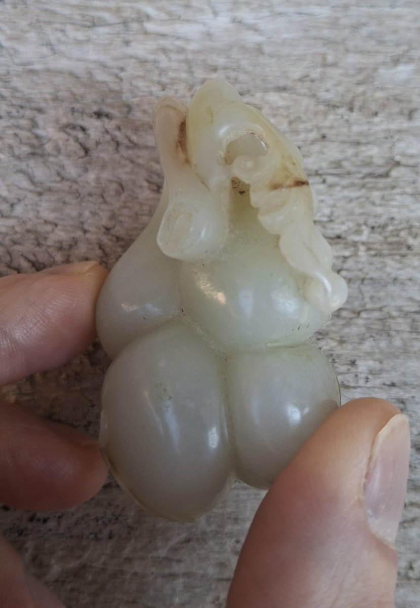 Pendentif chinois en jade, Chine fin XVIIIe début XIXe-photo-4