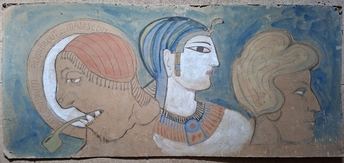 Set Of 9 Drawings Enhanced With Gouache; Symbolism; France, Late 19th–early 20th Century-photo-3
