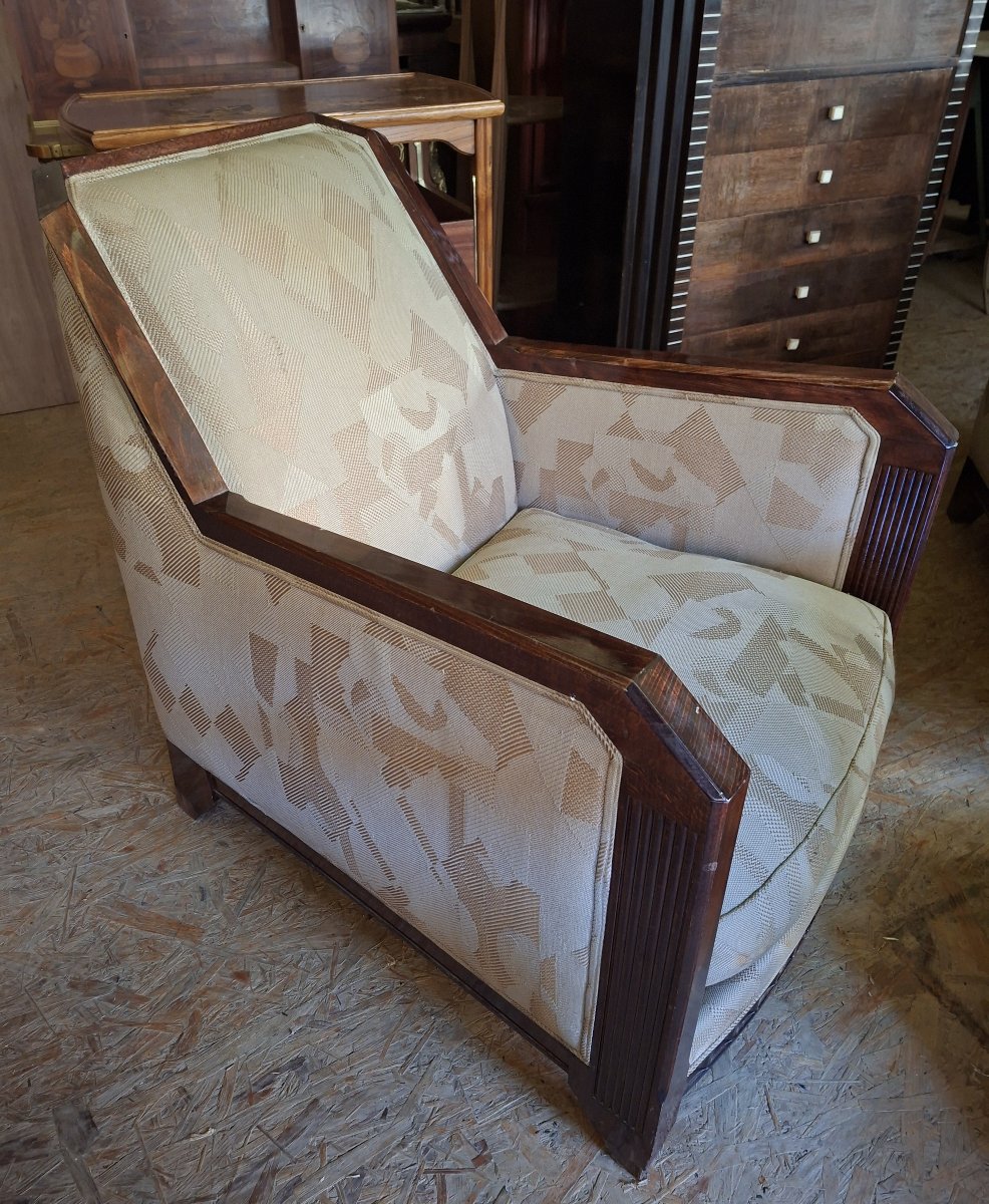 Ensemble mobilier (paire de fauteuils + table) par Saddier et fils. France vers 1930-photo-3