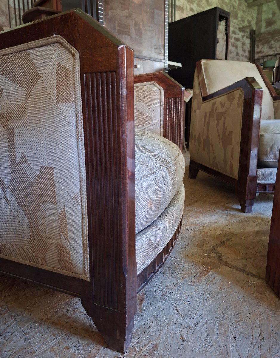 Ensemble mobilier (paire de fauteuils + table) par Saddier et fils. France vers 1930-photo-4