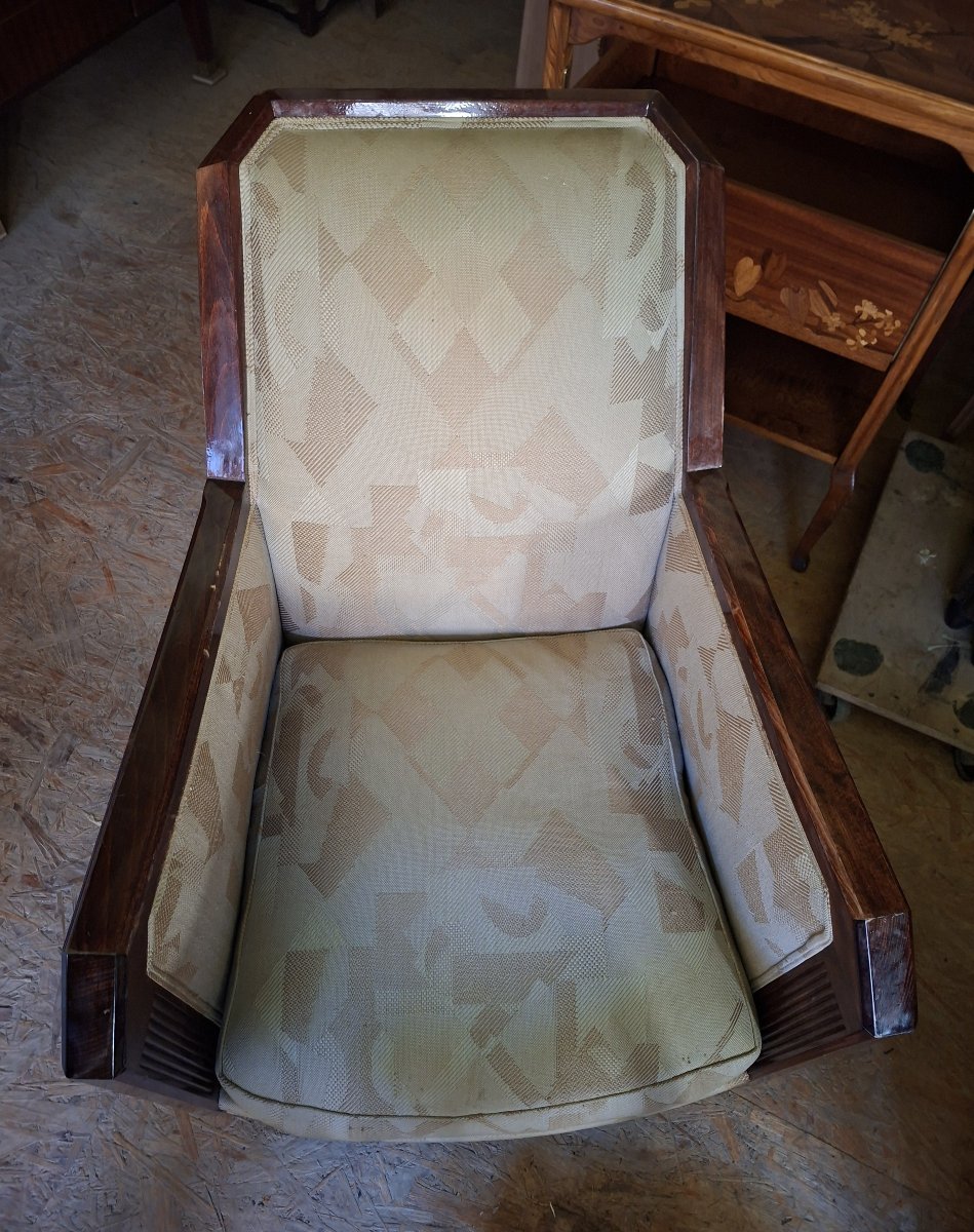 Ensemble mobilier (paire de fauteuils + table) par Saddier et fils. France vers 1930-photo-2