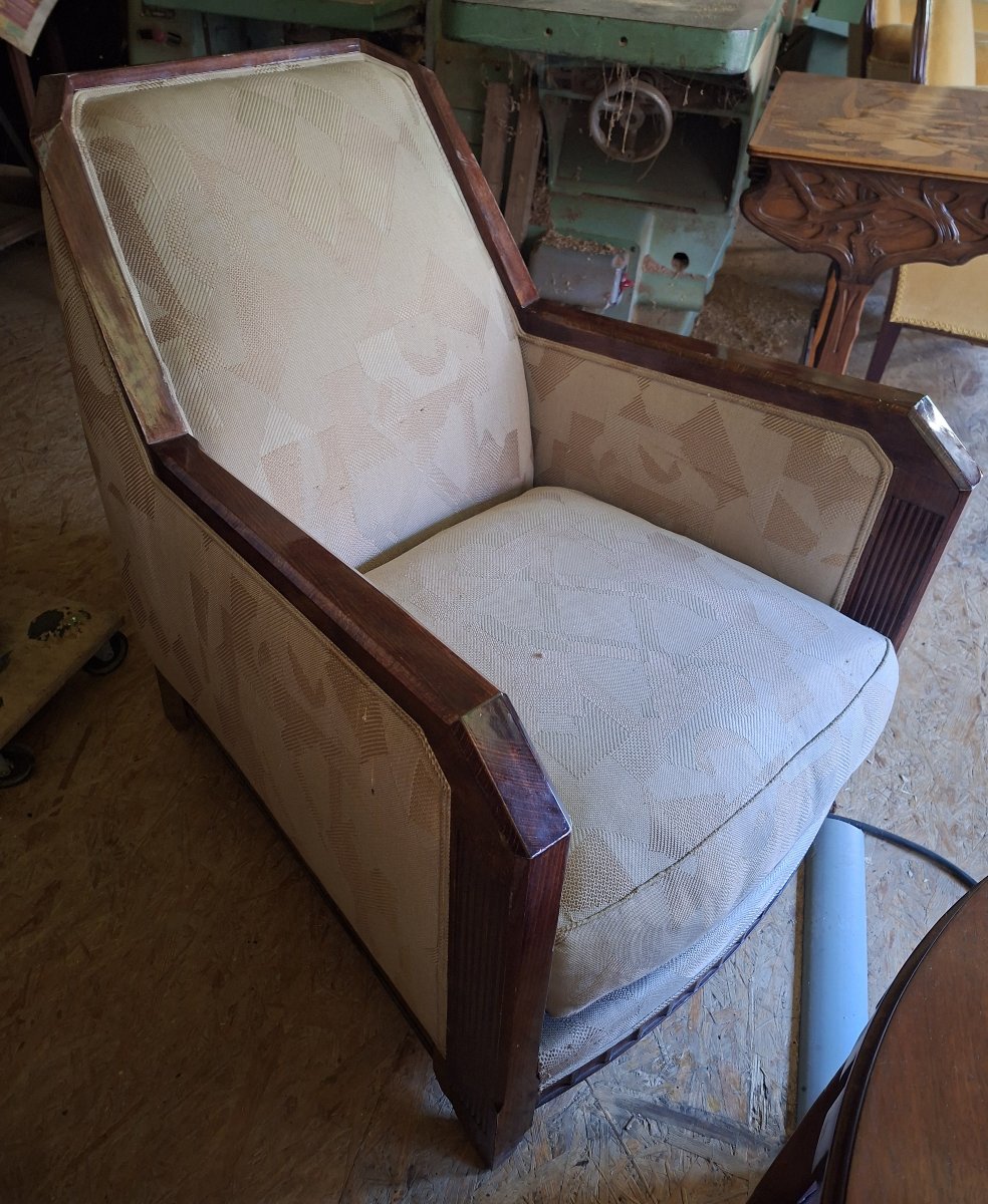 Ensemble mobilier (paire de fauteuils + table) par Saddier et fils. France vers 1930-photo-3