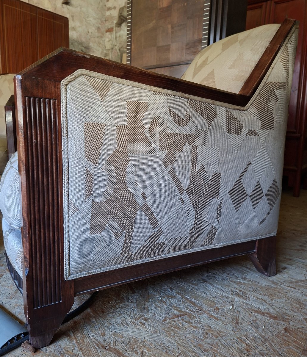 Ensemble mobilier (paire de fauteuils + table) par Saddier et fils. France vers 1930-photo-6