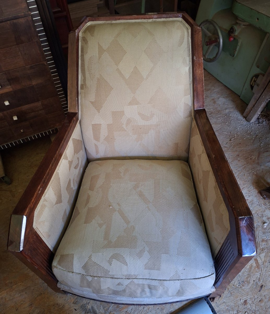 Ensemble mobilier (paire de fauteuils + table) par Saddier et fils. France vers 1930-photo-7