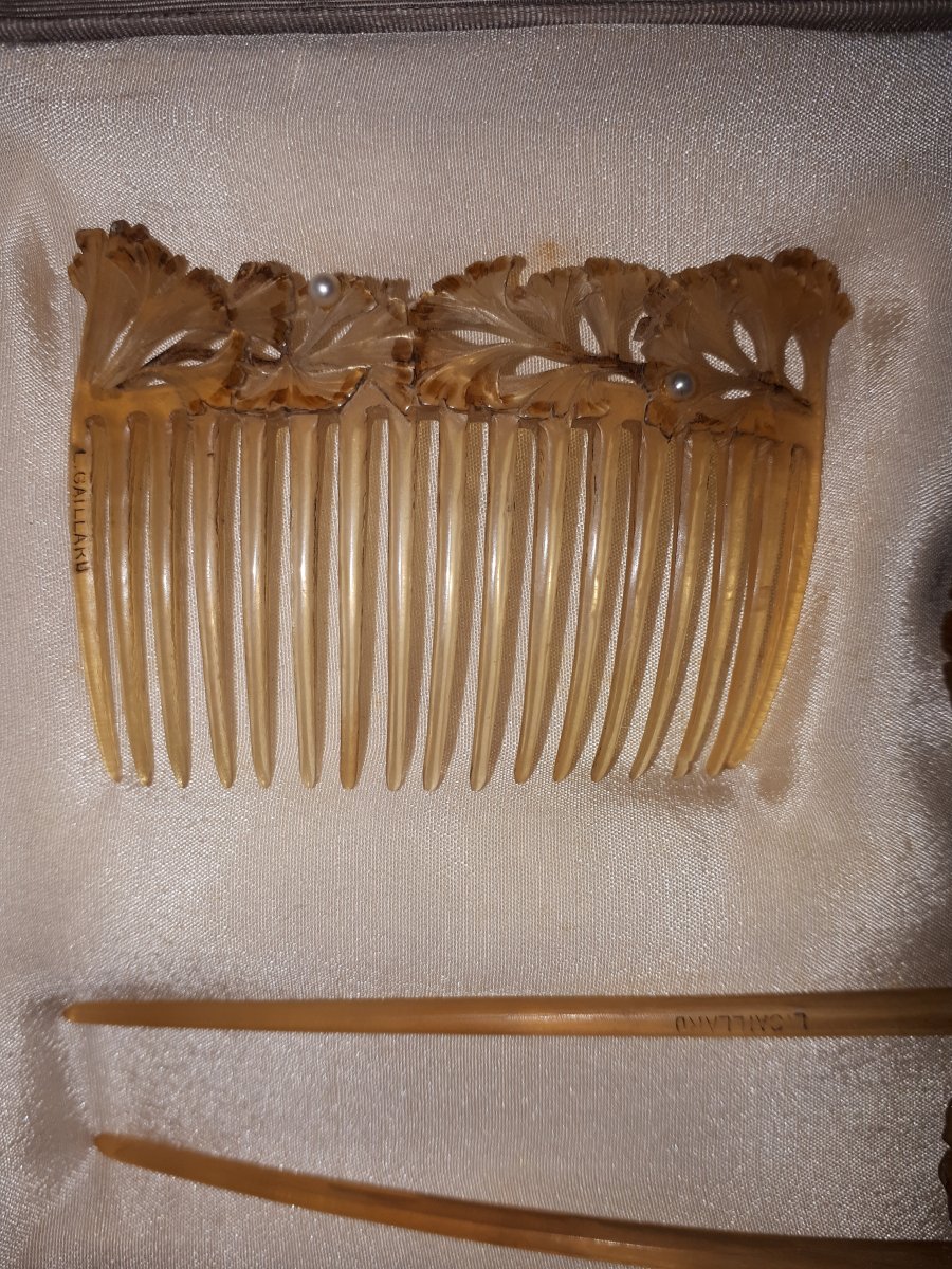 Box With 3 Combs Lucien Gaillard, Contemporary By René Lalique-photo-2