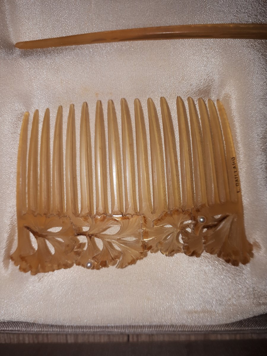 Box With 3 Combs Lucien Gaillard, Contemporary By René Lalique-photo-3