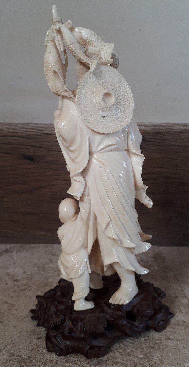 Chinese Okimono In Ivory No.2, Late Qing Dynasty-photo-2