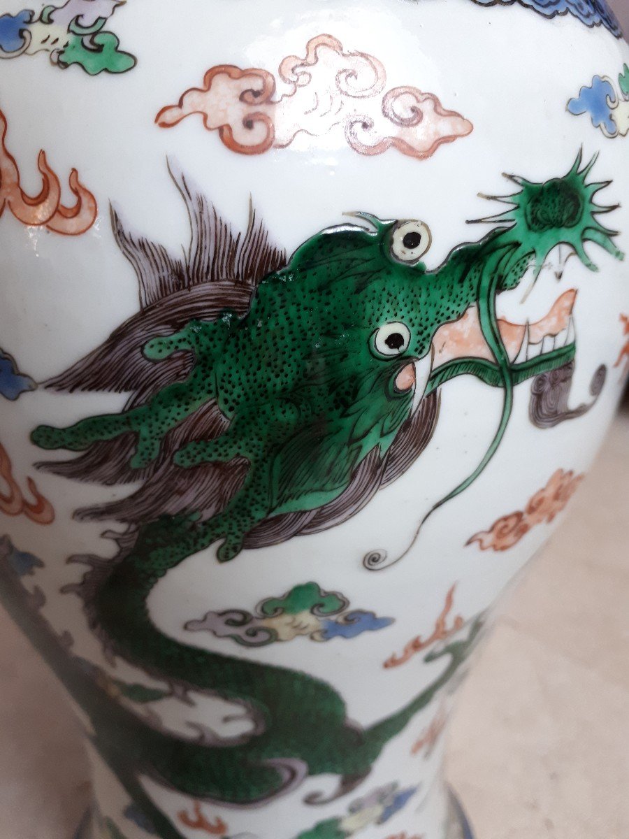 Vase Chinois Kangxi Famille Verte, Chine Dynastie Qing-photo-5