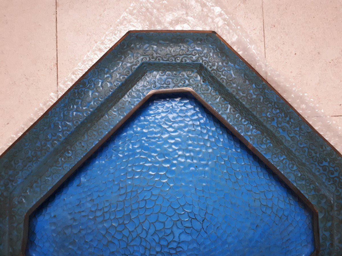 Grand Plat Japonais En émaux Cloisonnés, Japon XIXe-photo-7