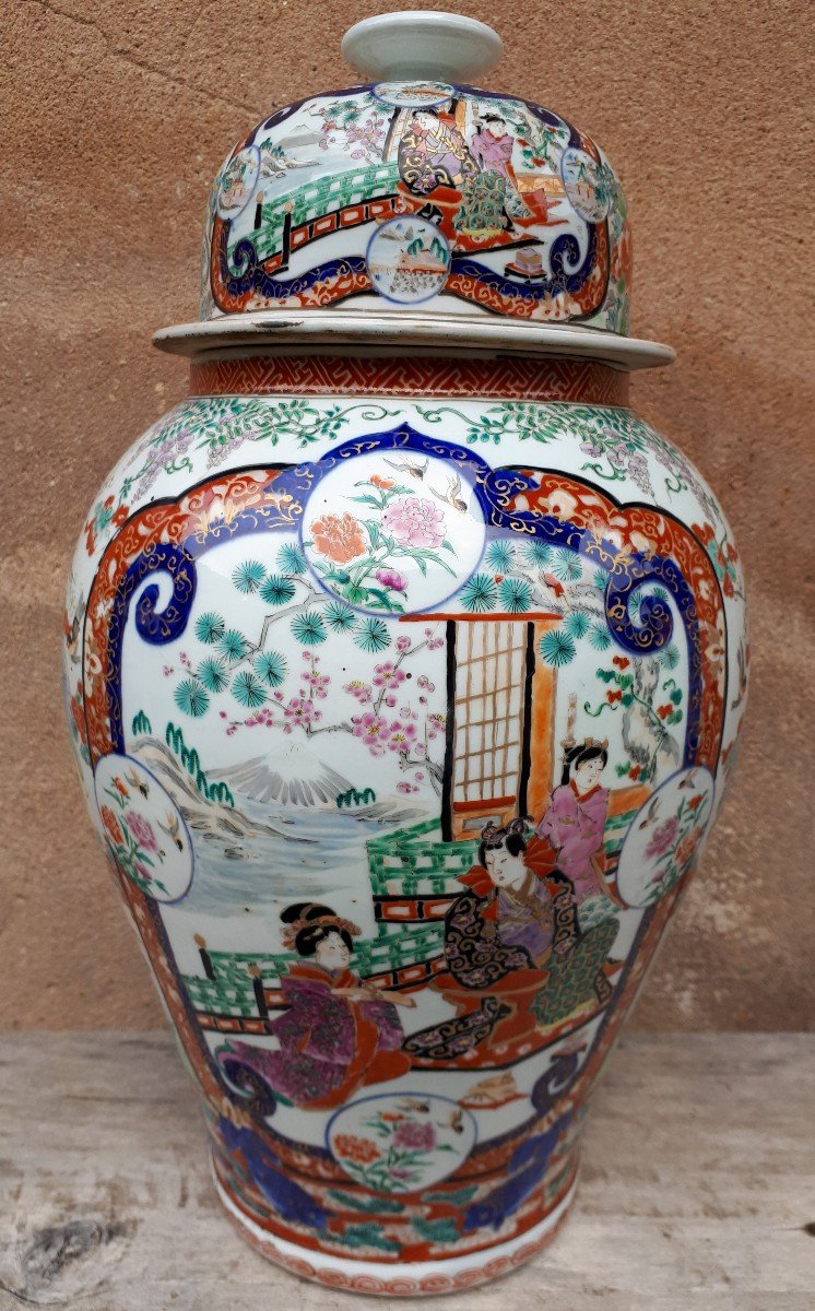 Paire De Grands Vases Japonais En Porcelaine d'Arita (Imari), Japon XIXe-photo-2