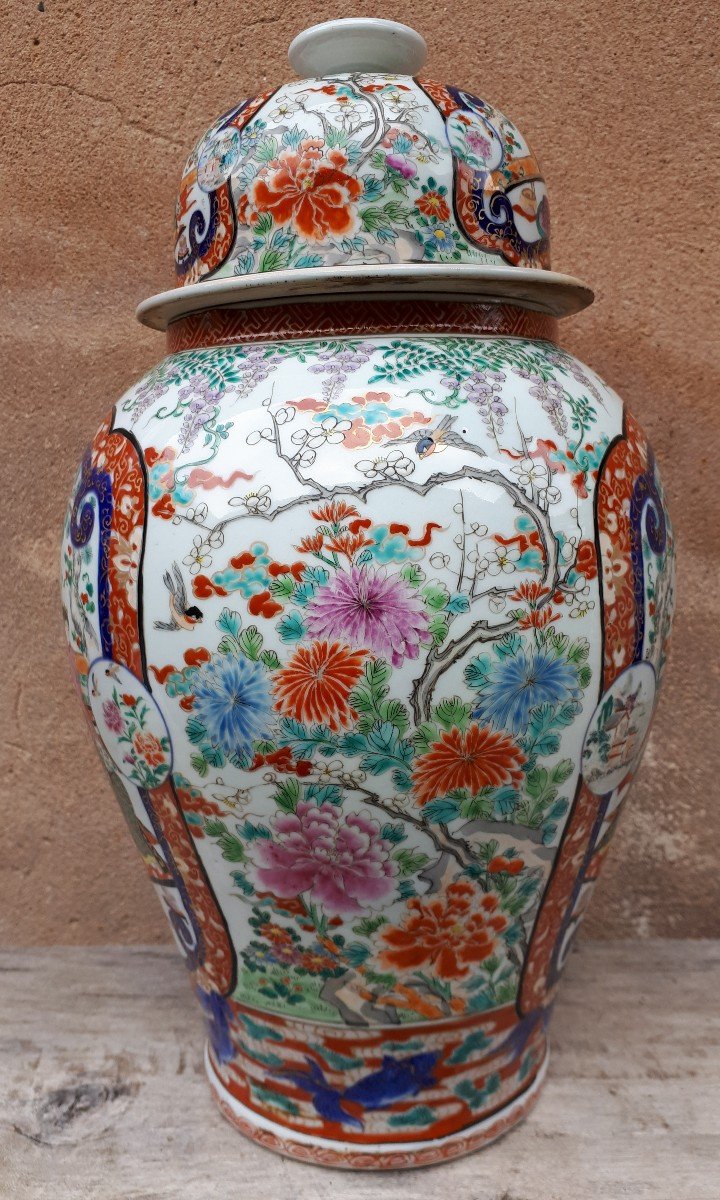 Paire De Grands Vases Japonais En Porcelaine d'Arita (Imari), Japon XIXe-photo-3