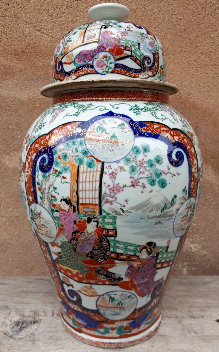 Paire De Grands Vases Japonais En Porcelaine d'Arita (Imari), Japon XIXe-photo-4