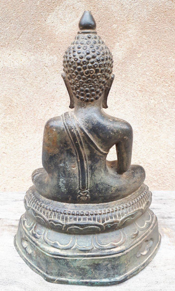 Statue De Bouddha En Bronze, Birmanie Fin XIXe-photo-3