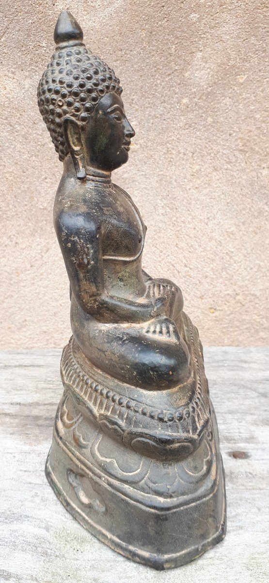 Statue De Bouddha En Bronze, Birmanie Fin XIXe-photo-4