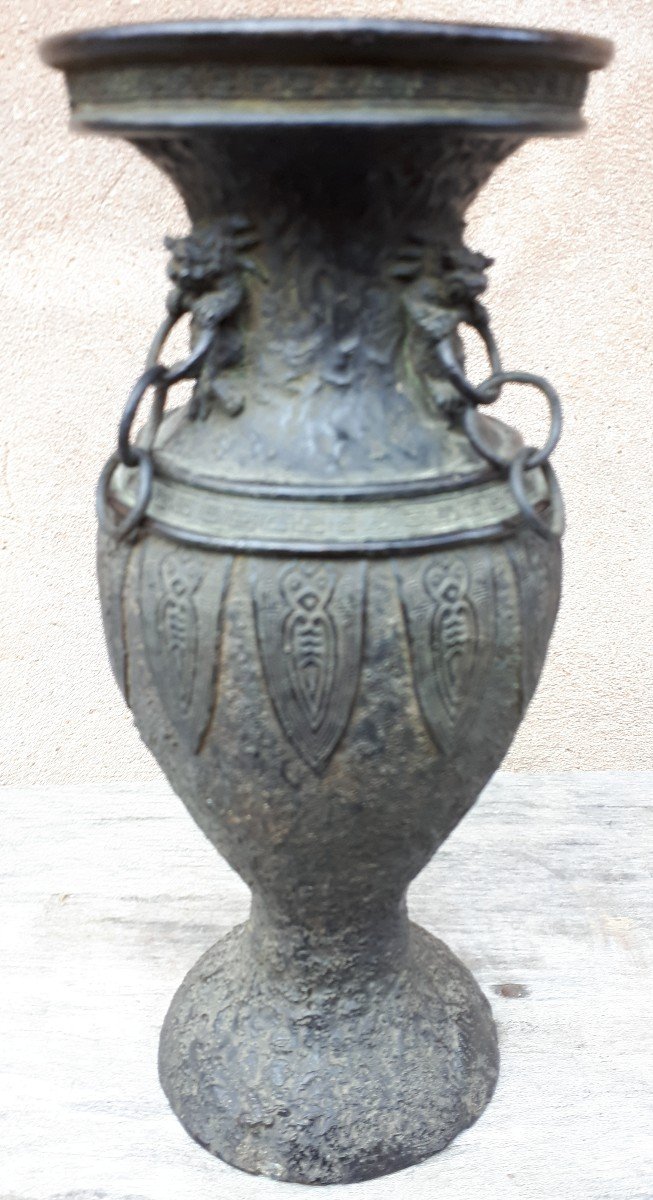 Japanese Bronze Vase, Japan Edo Period-photo-2