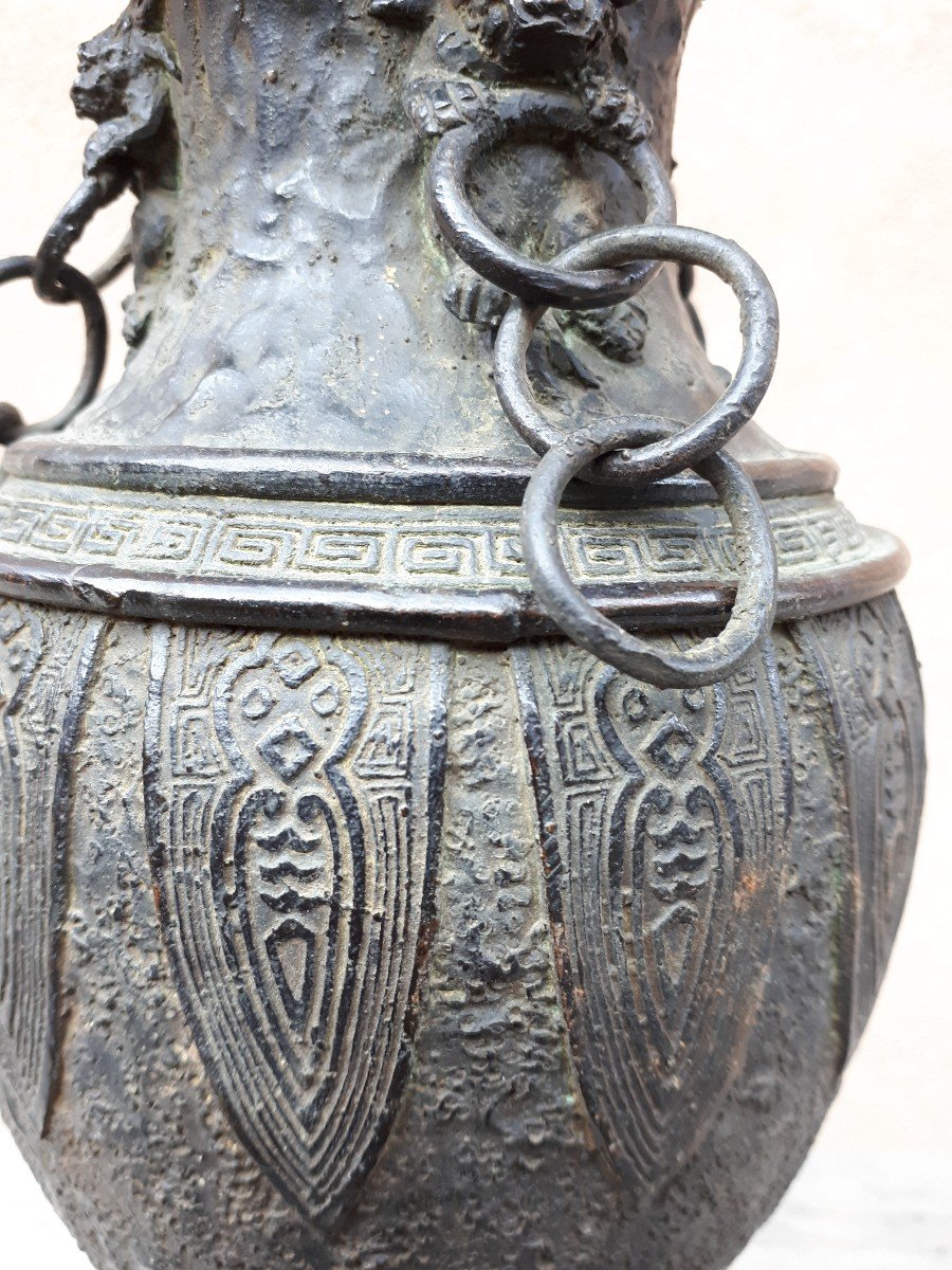 Vase Japonais En Bronze, Japon époque d'Edo-photo-4
