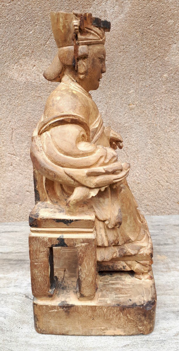 Statue De Déité En Bois, Chine époque Ming-photo-2