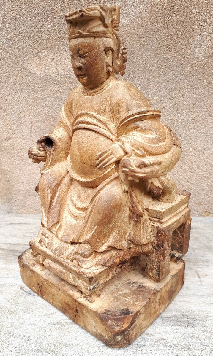 Statue De Déité En Bois, Chine époque Ming-photo-4